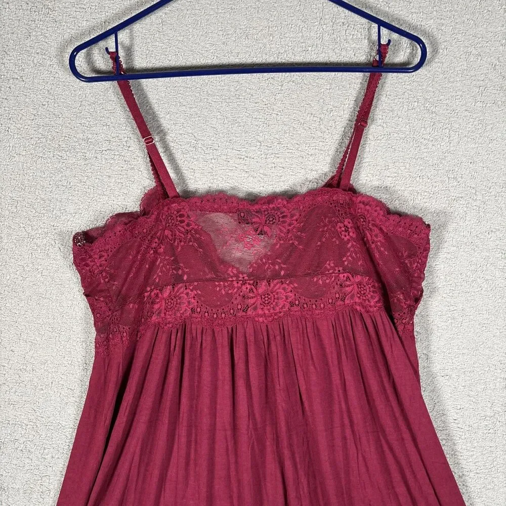 INC Intimates Babydoll Nightie Lace‎ Women’s Size XL Burgundy Romantic Fairycore